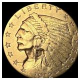1912 Indian Head Gold $2.5 Quarter Eagle  NEARLY