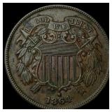 1864 Two-Cent Piece NEARLY UNCIRCULATED