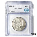 2011-D  ICG MS70 US ARMY 50C