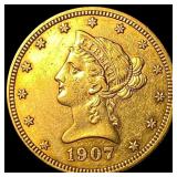 1907 Liberty Head $10 Eagle Gold CLOSELY UNCIRCULA