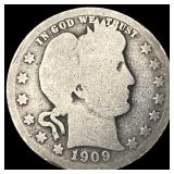 1909-O Silver Barber Quarter NICELY  CIRCULATED