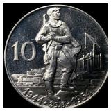 1954 Czechoslovakia Silver 10 Korun