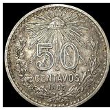 1905 Mexico Silver 50 Centavos