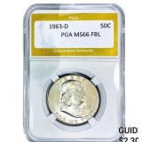 1963-D Franklin Half Dollar PGA MS66 FBL