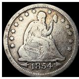 1854 Arrows Seated Liberty Quarter NEARLY UNCIRCUL
