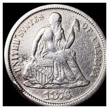 1876-CC Silver Seated Liberty Dime CLOSELY UNCIRCU