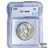 1959 Franklin Half Dollar ICG MS65