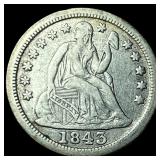 1843 Seated Liberty Dime NEARLY UNCIRCULATED