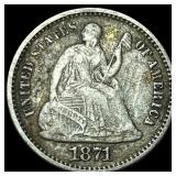 1871 Silver Half Dime LIGHTLY CIRCULATED
