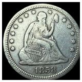 1858 Seated Liberty Quarter LIGHTLY CIRCULATED