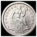 1857-O Silver Seated Liberty Dime CLOSELY UNCIRCUL