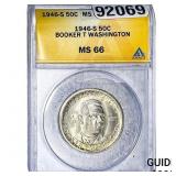 1946-S Booker T Half Dollar ANACS MS66