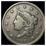 1837 Coronet Head Large Cent ABOUT UNCIRCULATED