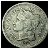 1867 Nickel Three-Cent Piece LIGHTLY CIRCULATED