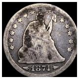 1874 Arrows Seated Liberty Quarter NICELY  CIRCUL