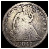 1847-O Silver Seated Liberty Half Dollar  NICELY