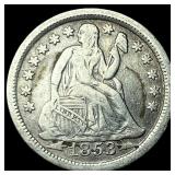 1853 Arrows Seated Liberty Dime LIGHTLY CIRCULATED