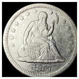 1857-O Silver Seated Liberty Quarter NEARLY  UNCI