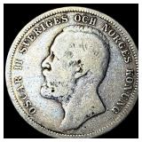 1898 Sweden Oscar II Silver Krona