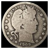 1909-S Silver Barber Quarter NICELY  CIRCULATED