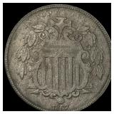 1867 RAYS Shield Nickel HIGH GRADE