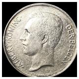 1911 Belgium Albert I Silver 2 Francs