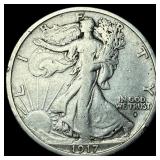 1917-S Silver Half Dollar NEARLY UNCIRCULATED