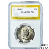 1948-D Franklin Half Dollar PGA MS66 FBL
