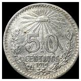 1919M Mexico Silver 50 Centavos