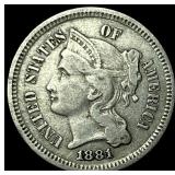 1881 Nickel Three-Cent Piece NEARLY UNCIRCULATED