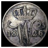 1826 Netherlands Silver 25 Cents