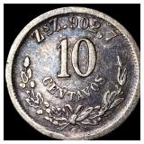 1894 ZsZ Mexico Silver 10 Centavos