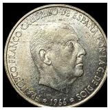 1966 Spain Silver 100 Pesetas