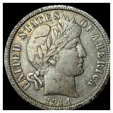 1914 Barber Dime NEARLY UNCIRCULATED