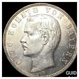 1913D Bavaria Silver 5 Mark
