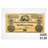1830's $2000 Large Morris Canal & Banking Note-NJ