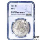 1887 Morgan Silver Dollar NGC MS63