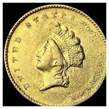 1855 Gold $1 Indian Princess Head Type 2 ABOUT UNC