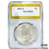 1884-O Morgan Silver Dollar PGA MS65