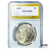 1922 Silver Peace Dollar PGA MS64