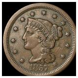 1857 Braided Hair Large Cent NEARLY UNCIRCULATED
