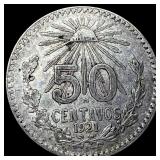 1921 Mexico Silver 50 Centavos