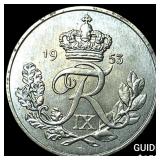 1953 Denmark 10 Ore - Friedich IX