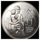 1974 Cyprus Silver 1 Pound  .841 ASW