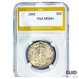 1942 Walking Liberty Half Dollar PGA MS66+