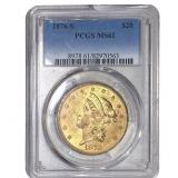 1876-S $20 Gold Double Eagle PCGS MS61