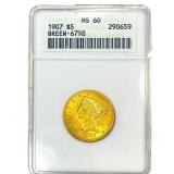 1907 $5 Gold Half Eagle ANACS MS60 Breen-6798