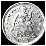 1843 Seated Liberty Half Dime CHOICE AU