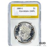 1880-S Morgan Silver Dollar PGA MS64+ DMPL