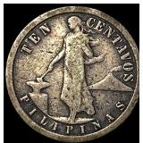 1918 Philippines Silver 10 Centvaos